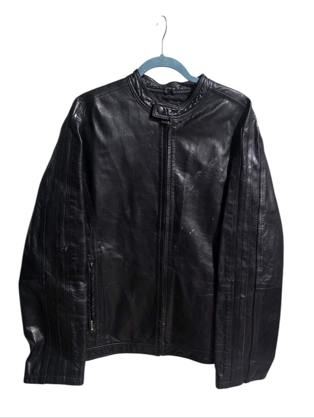 Merona Black Leather Bomber Jacket